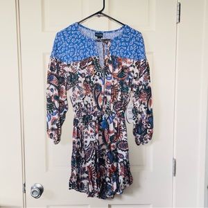 Scoop Paisley Long Sleeve Mini Dress XS NWT
